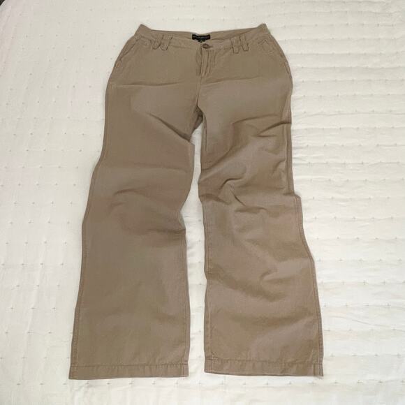 Banana Republic Wide Leg Khaki Pants Women’s 8 Beige Cotton Linen Twill Trousers - Picture 2 of 11